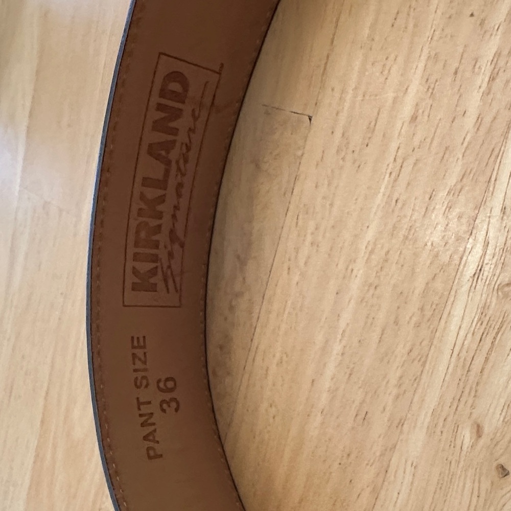 NWOT Kirkland Signature Brown Leather Belt with Silver Buckle
